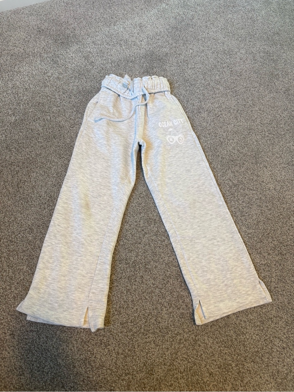 Vintage Havana Light Gray Kids Joggers with Side Slits. Small 7-8